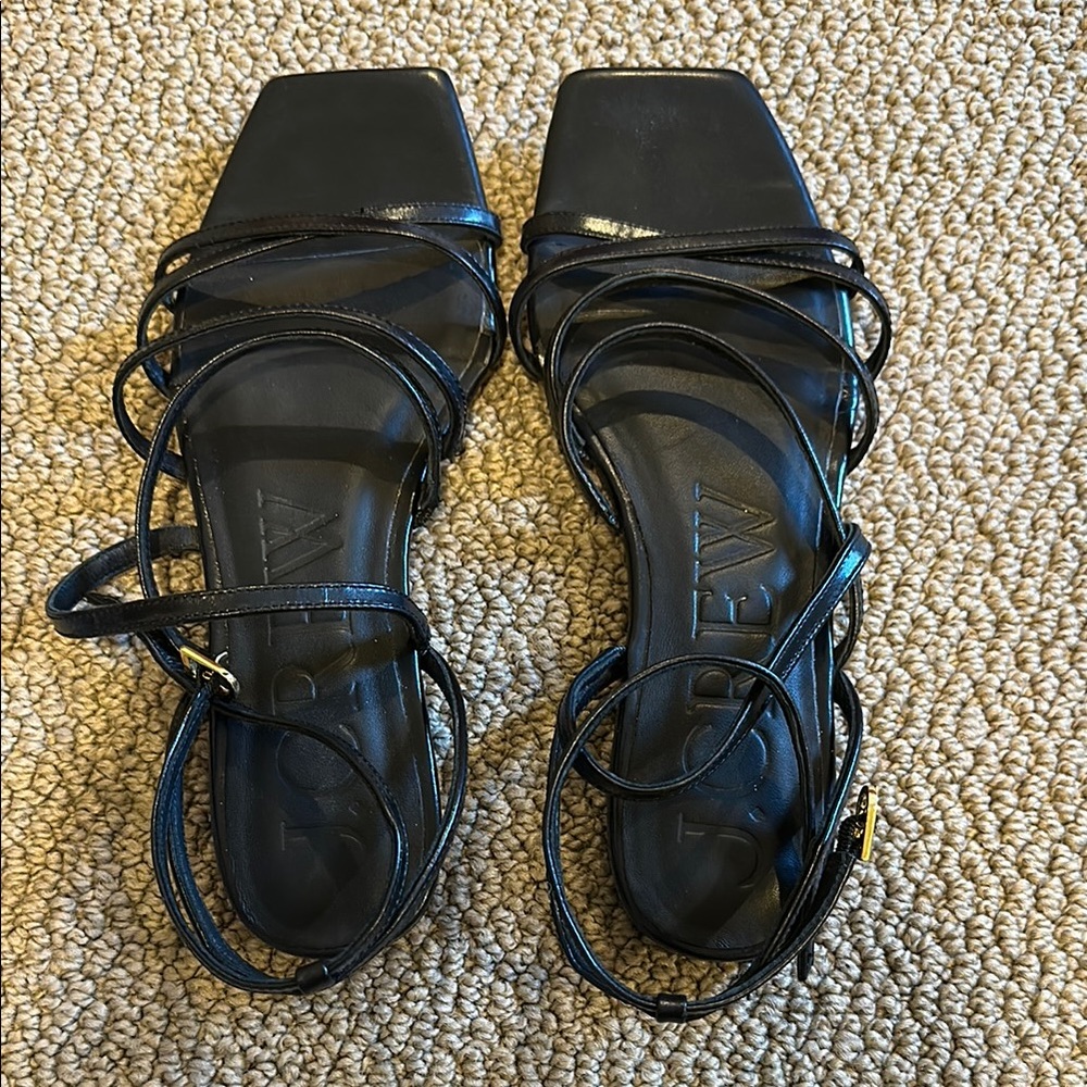 J. Crew Black Strappy Sandals with Buckle Closures
